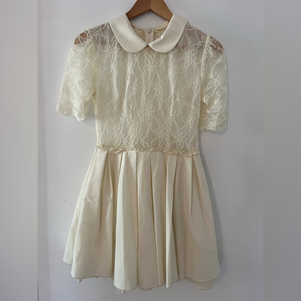 Cream Lace Peter Pan Collar Mini Dress